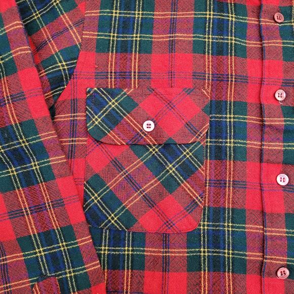 Adams-Row Country Wool Plaid Button Shirt Medium 21x28 Baggy Flannel - Picture 13 of 15